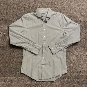 Men’s Express Fitted Grey Striped Shirt Size Small 14-14.5